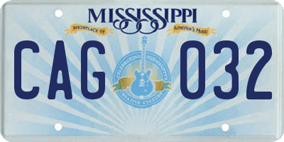 MS license plate CAG032