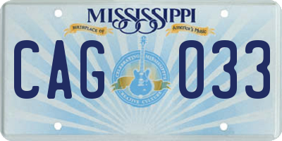 MS license plate CAG033