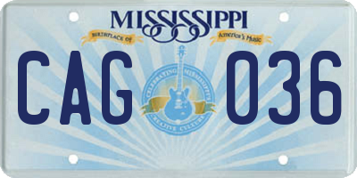 MS license plate CAG036