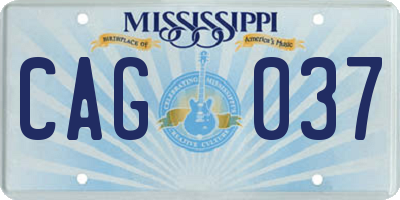 MS license plate CAG037