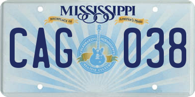 MS license plate CAG038
