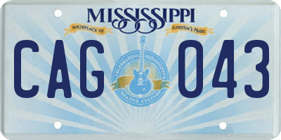 MS license plate CAG043
