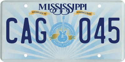MS license plate CAG045