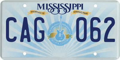 MS license plate CAG062