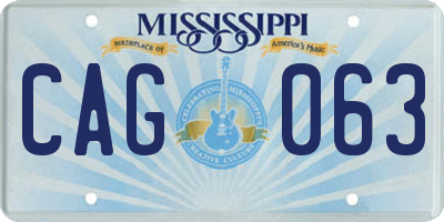 MS license plate CAG063