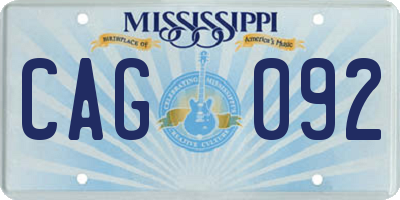 MS license plate CAG092