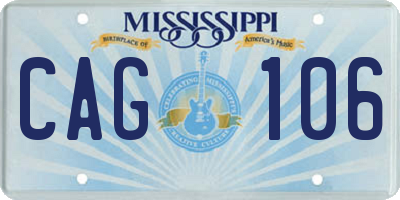 MS license plate CAG106