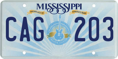 MS license plate CAG203