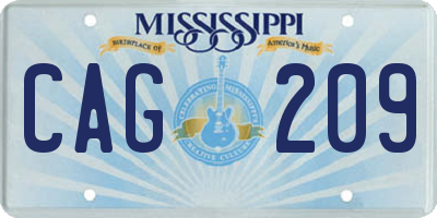 MS license plate CAG209