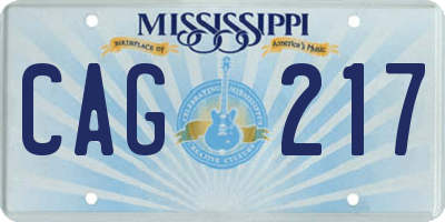MS license plate CAG217