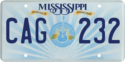 MS license plate CAG232