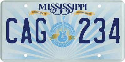 MS license plate CAG234