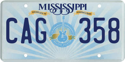 MS license plate CAG358