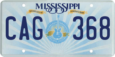 MS license plate CAG368