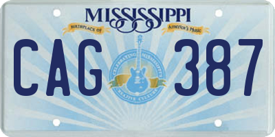 MS license plate CAG387