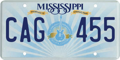 MS license plate CAG455