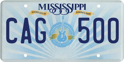 MS license plate CAG500