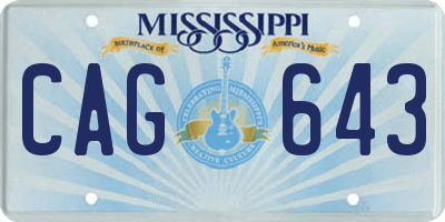 MS license plate CAG643