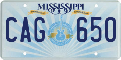 MS license plate CAG650