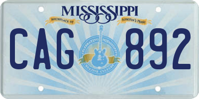 MS license plate CAG892