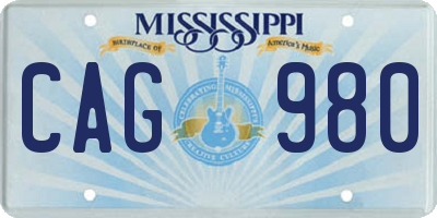 MS license plate CAG980