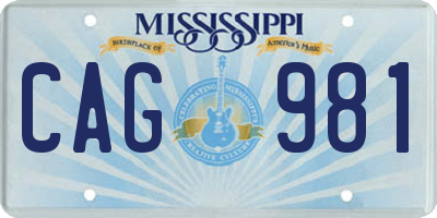 MS license plate CAG981