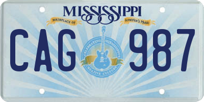 MS license plate CAG987