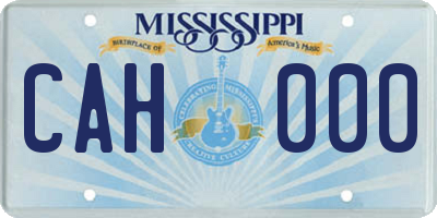 MS license plate CAH000