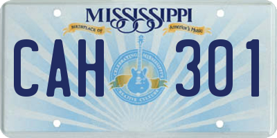 MS license plate CAH301
