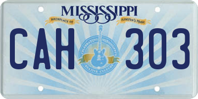 MS license plate CAH303