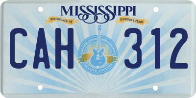 MS license plate CAH312