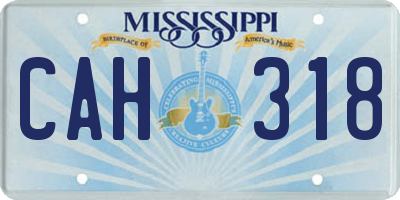 MS license plate CAH318