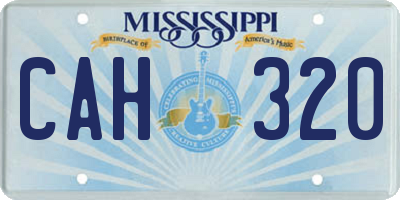 MS license plate CAH320