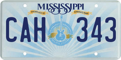 MS license plate CAH343