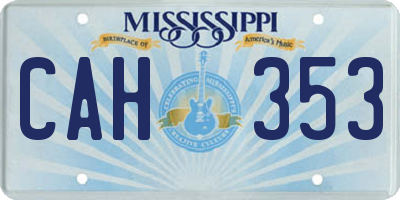 MS license plate CAH353
