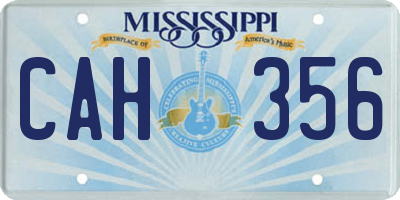 MS license plate CAH356