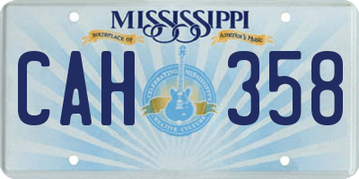 MS license plate CAH358