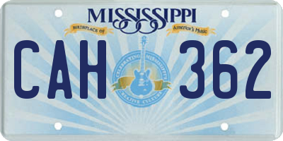 MS license plate CAH362