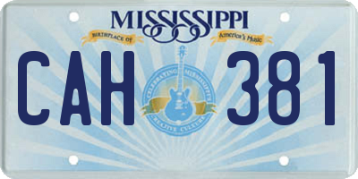 MS license plate CAH381