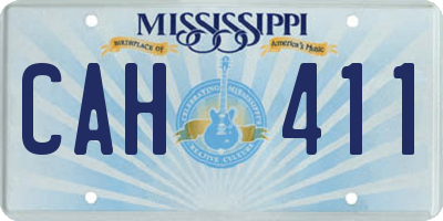 MS license plate CAH411