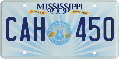 MS license plate CAH450