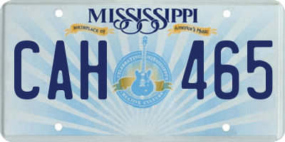 MS license plate CAH465