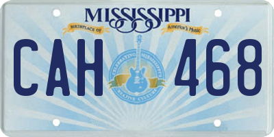 MS license plate CAH468