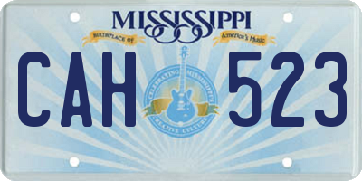 MS license plate CAH523