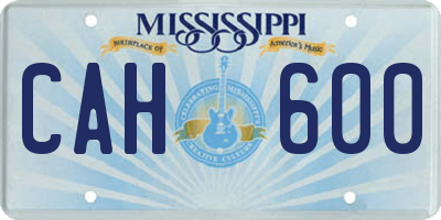 MS license plate CAH600