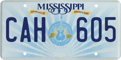 MS license plate CAH605