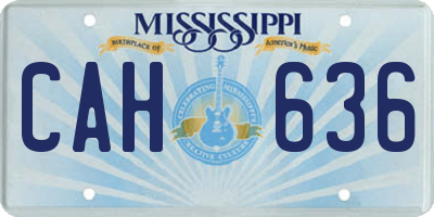 MS license plate CAH636