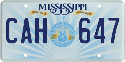 MS license plate CAH647