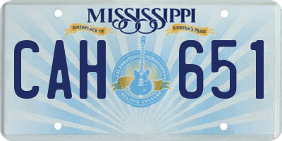 MS license plate CAH651