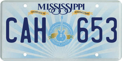 MS license plate CAH653